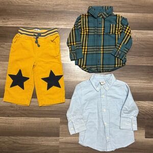 Baby Boden Old Navy Outfit Set Toddler 12-18M Yellow Blue Star Corduroy Plaid